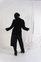 Comme des Garçons AW90 striped velvet jacket – collar detail | Recente Studio
