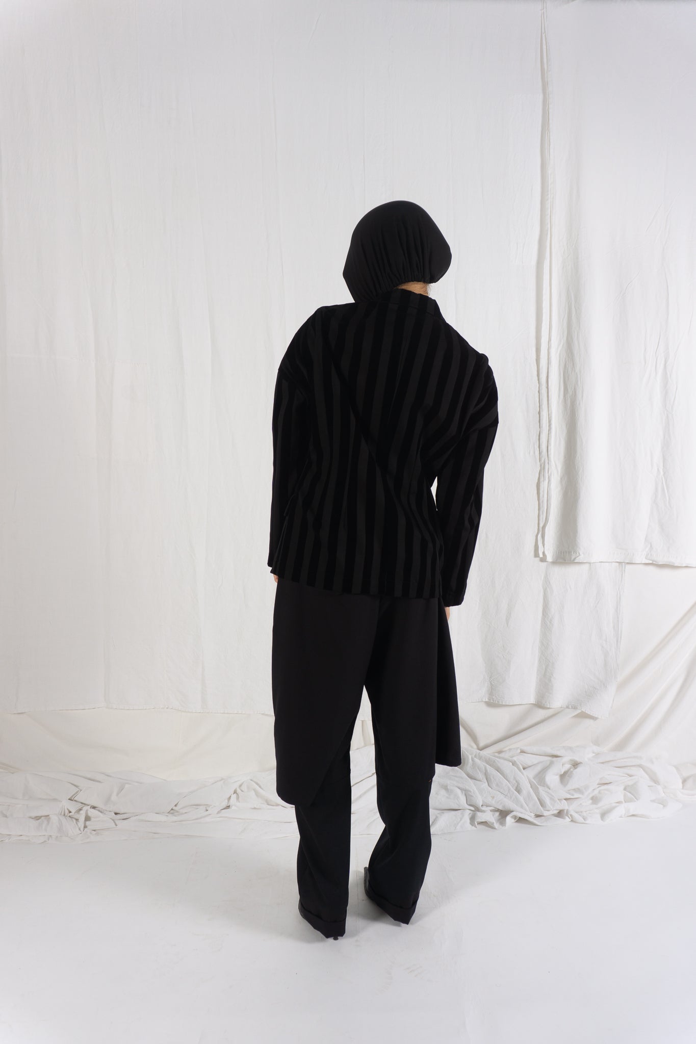 Comme des Garçons A/W 1990 striped velvet jacket – full length | Recente Studio
