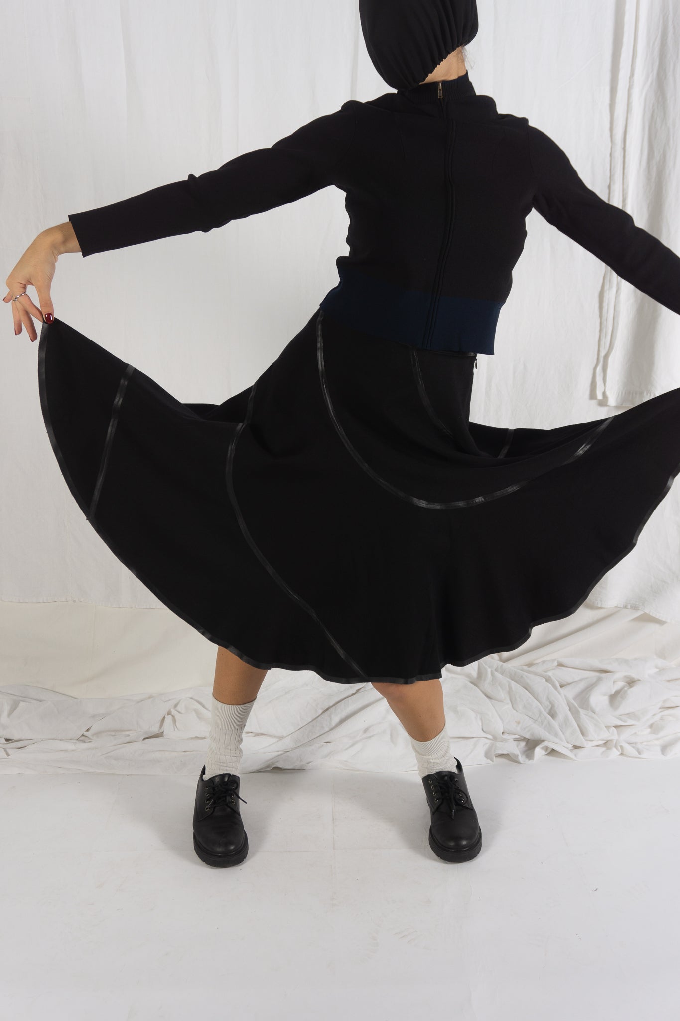 Junya Watanabe AW05 skirt with black inserts – insert detail | Recente Studio