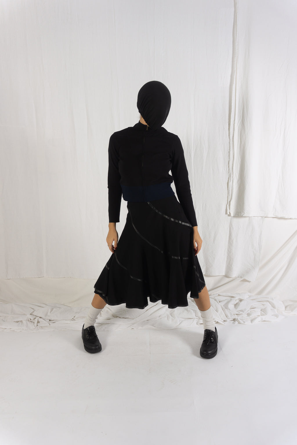Junya Watanabe A/W 2005 skirt with black inserts – front view | Recente Studio