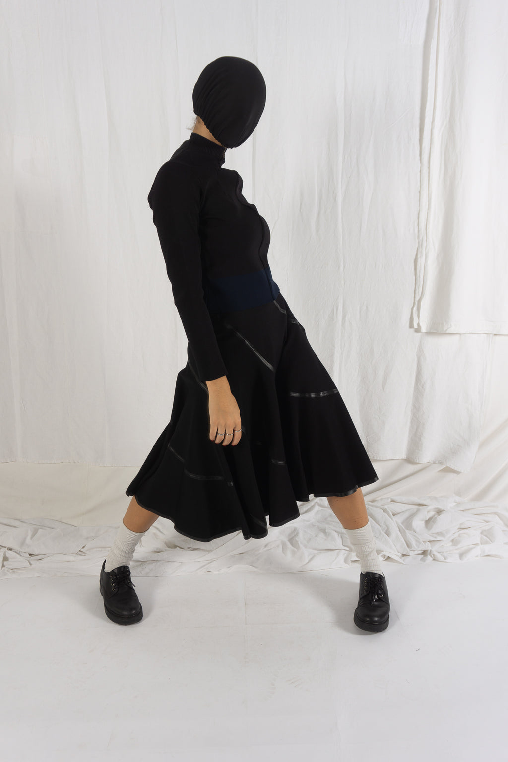 Junya Watanabe AW05 skirt with black inserts – close-up | Recente Studio