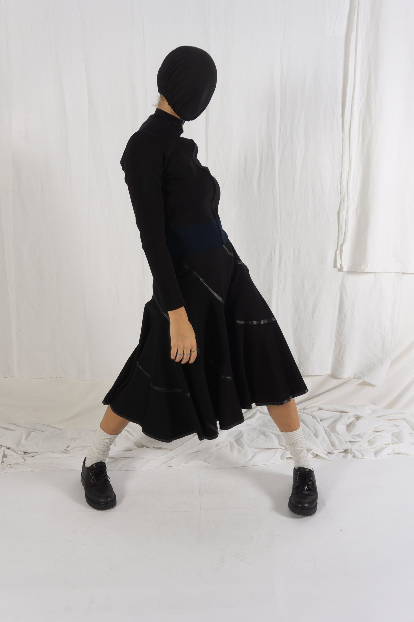 Junya Watanabe AW05 skirt with black inserts – close-up | Recente Studio