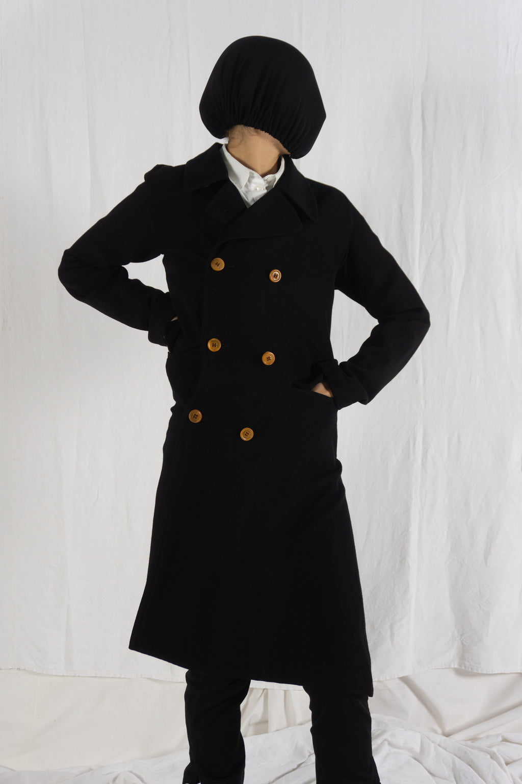 Comme des Garçons A/W 2002 asymmetric coat – side view | Recente Studio
