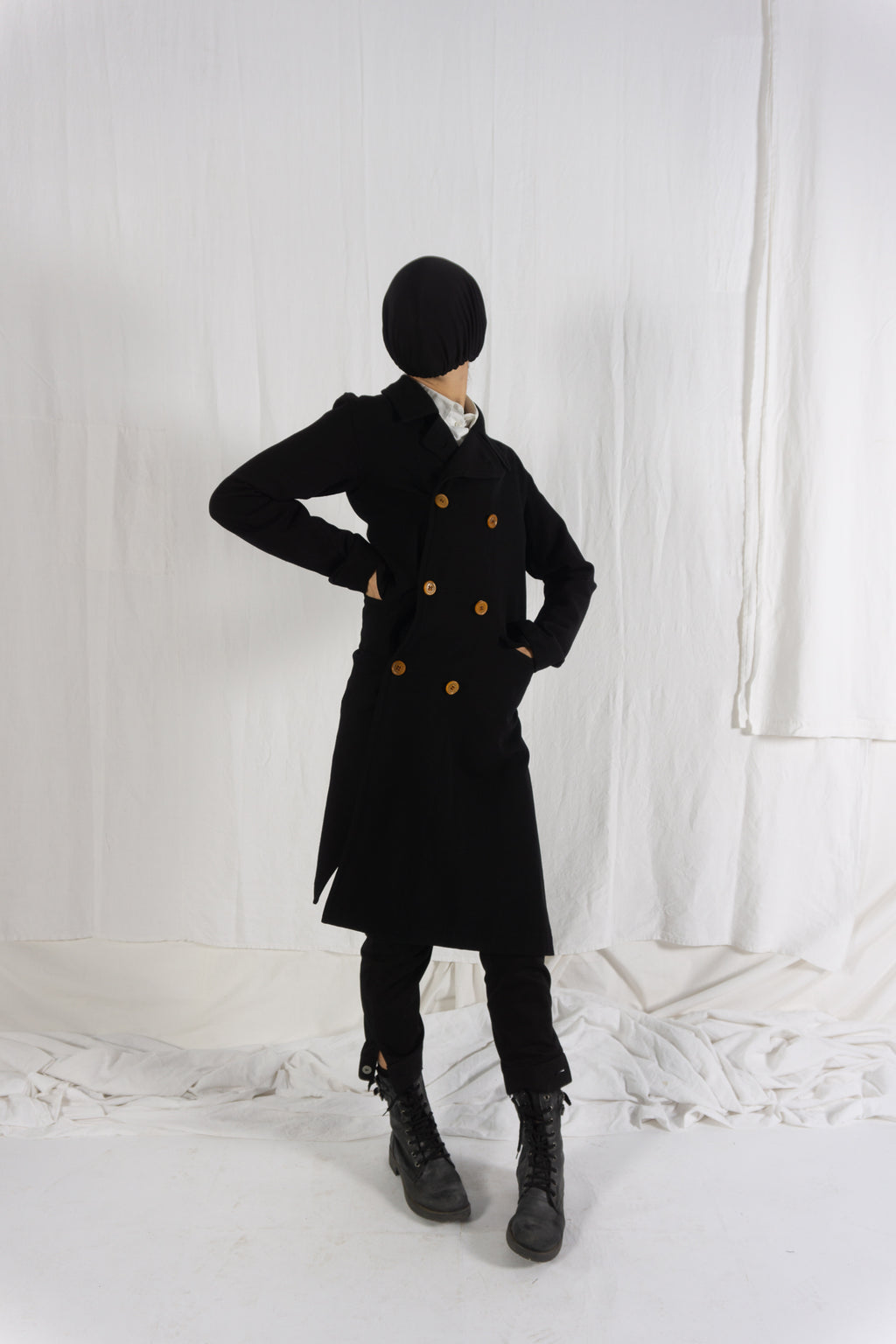 Comme des Garçons AW02 asymmetric coat – detail view | Recente Studio