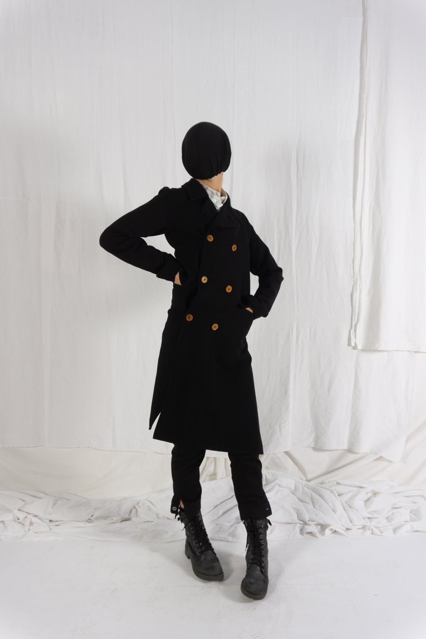 Comme des Garçons AW02 asymmetric coat – detail view | Recente Studio