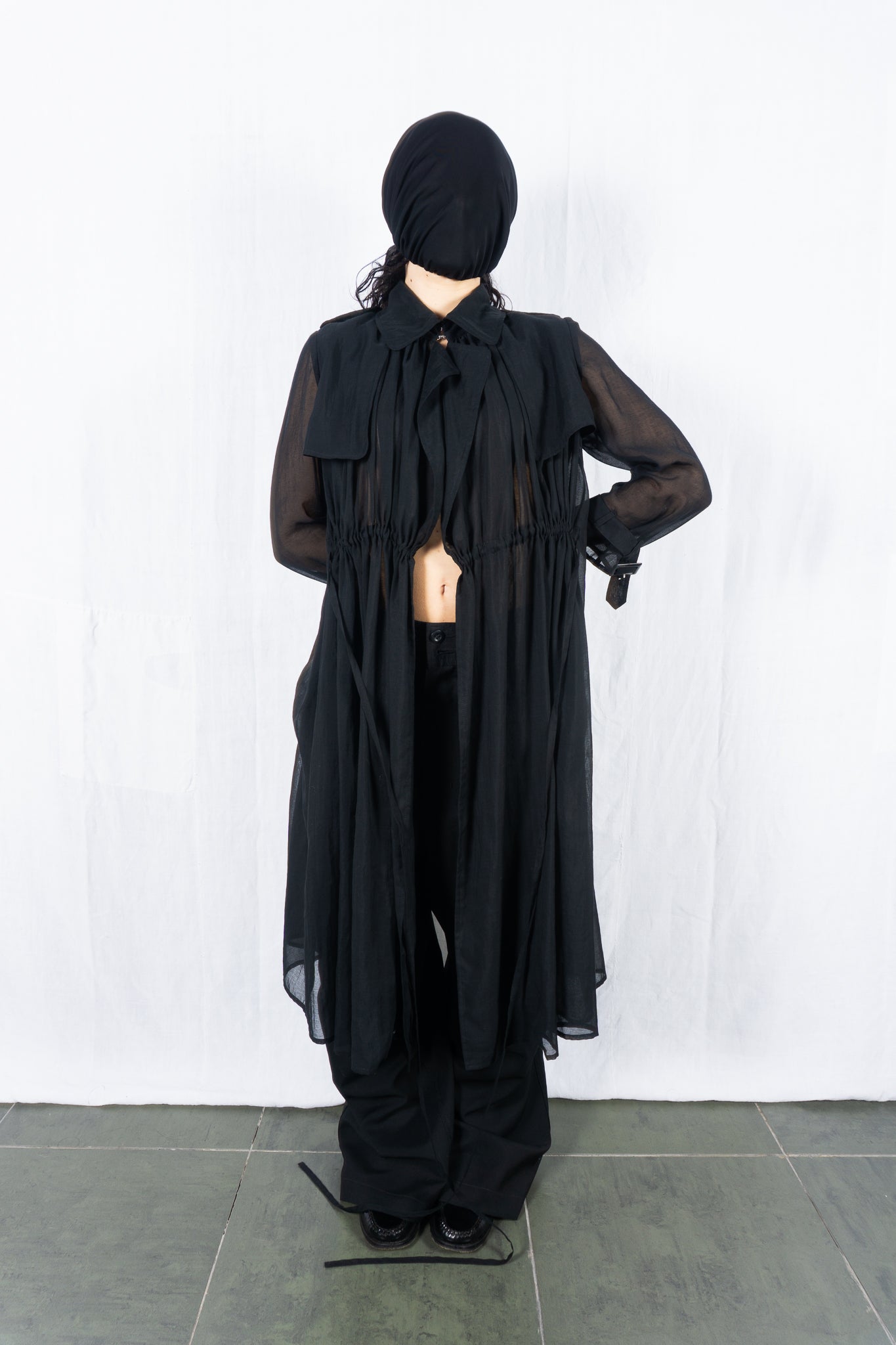 Mihara Yasuhiro 2000s transparent trench coat – front view | Recente Studio