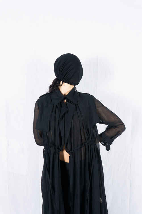 Mihara Yasuhiro 2000s transparent trench coat – side view | Recente Studio