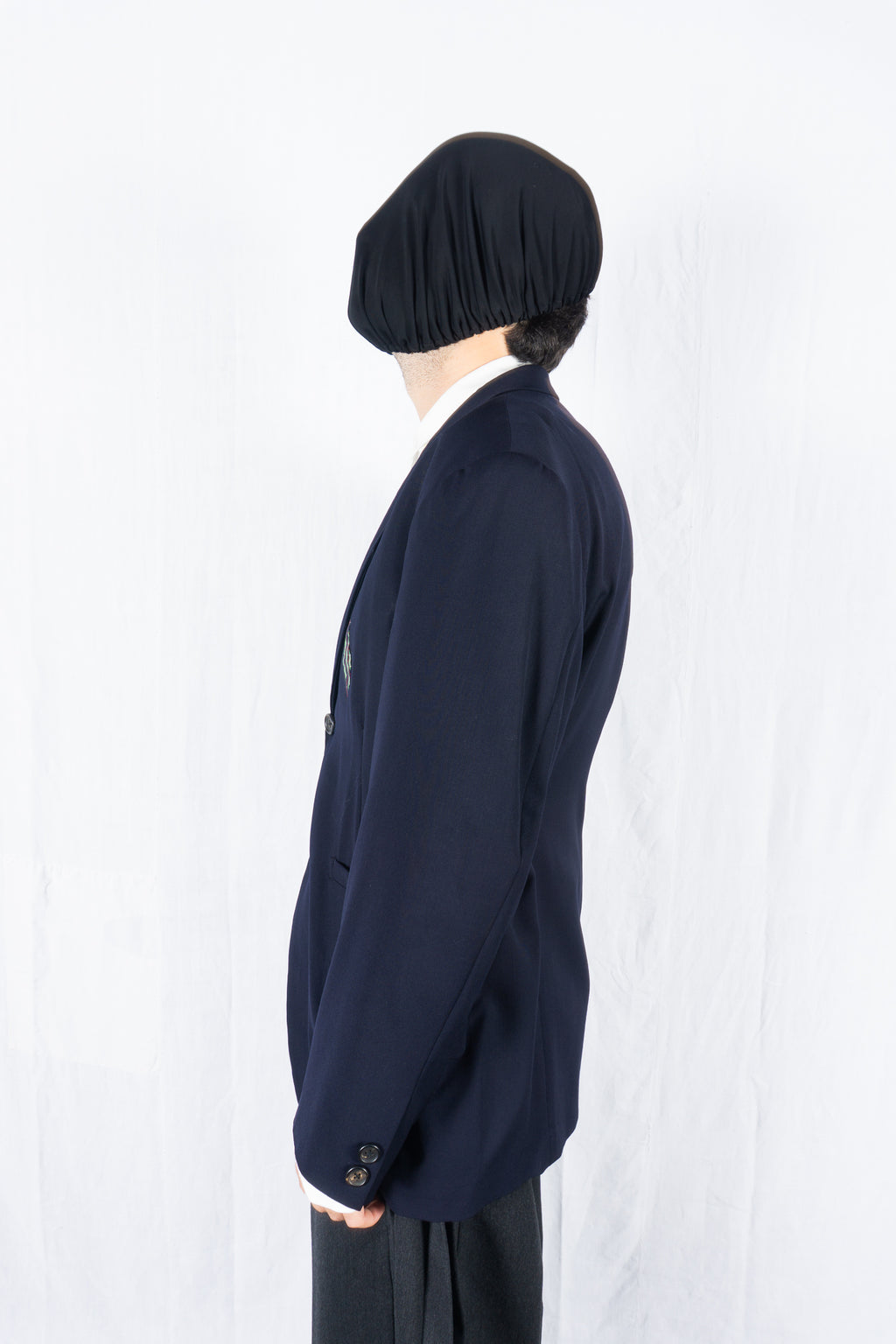 Yohji Yamamoto Pour Homme S/S 1988 patched jacket – collar detail | Recente Studio