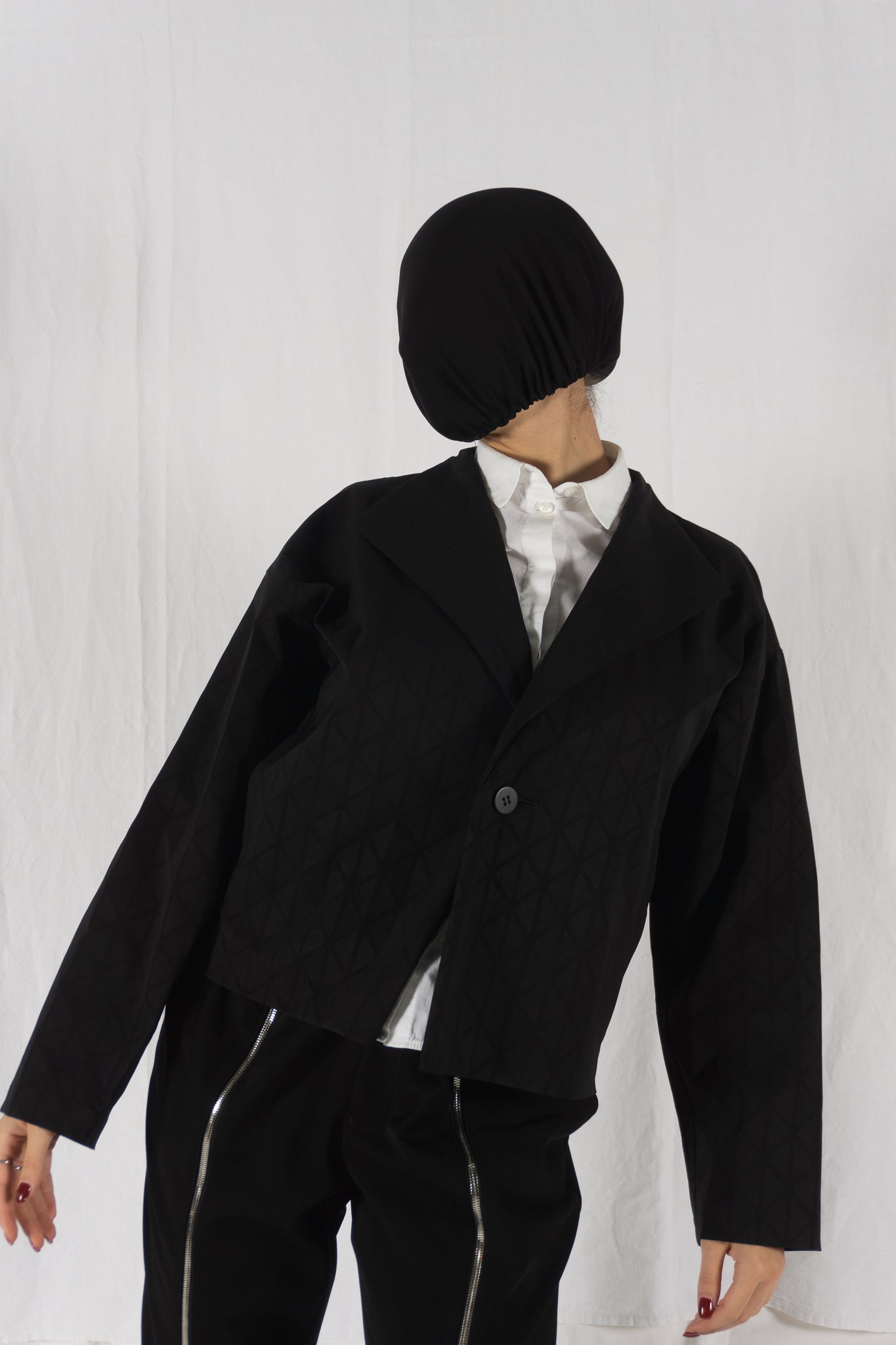 Issey Miyake A/W 2019 triangle jacket – front view | Recente Studio