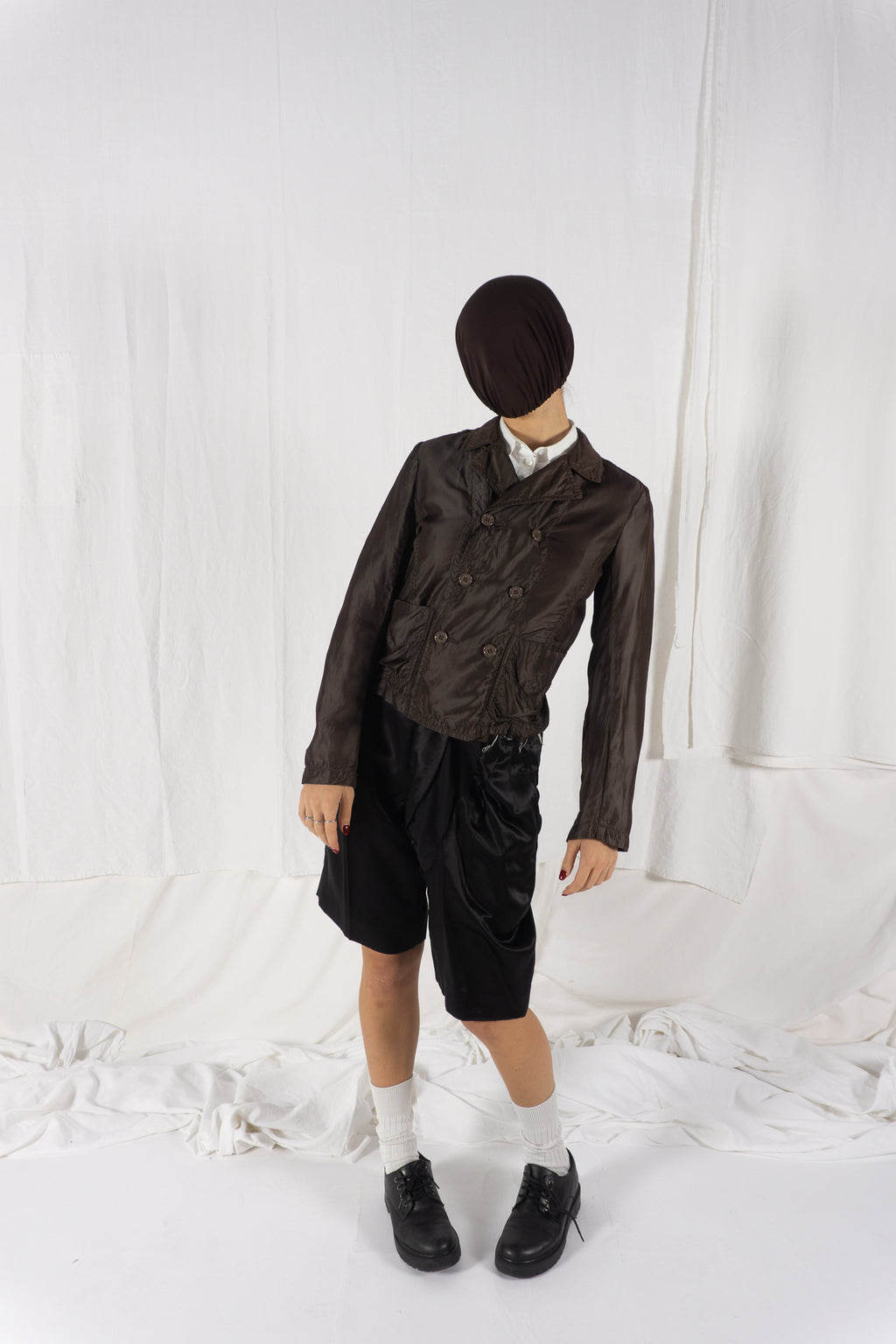 Comme des Garçons SS07 asymmetric shorts – fabric texture | Recente Studio