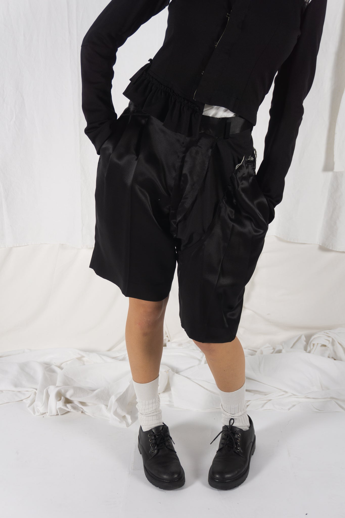 Comme des Garçons S/S 2007 asymmetric shorts – front view | Recente Studio