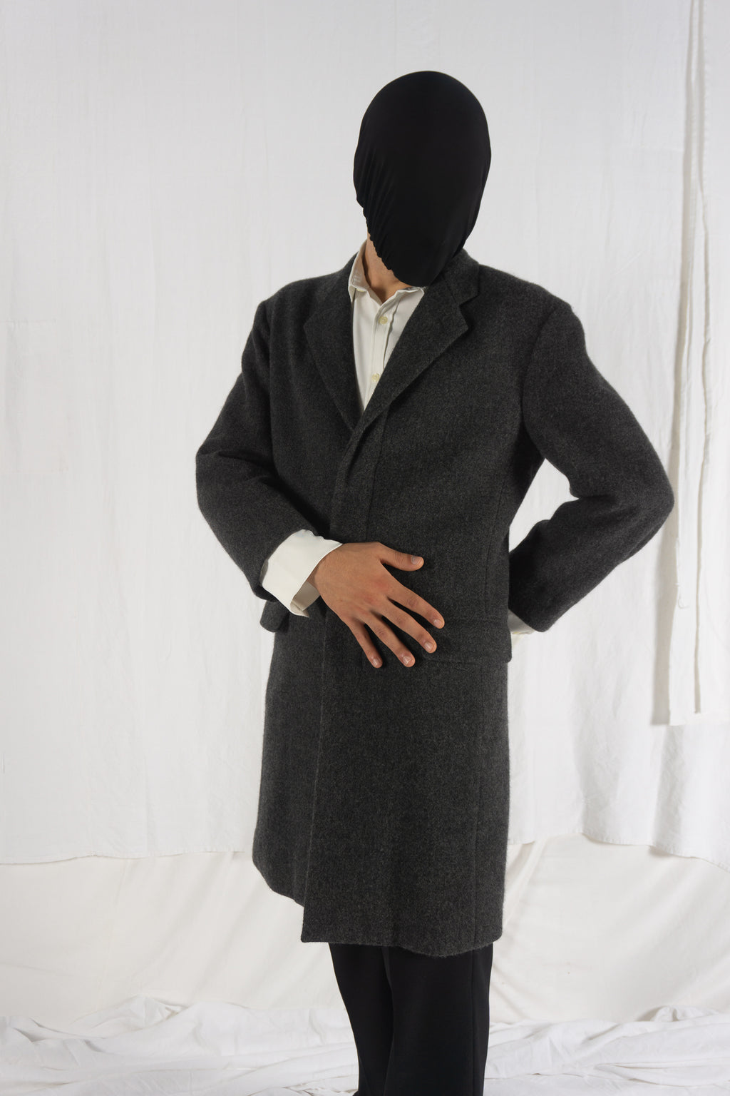 Issey Miyake Men AW21 boiled wool coat – detail view | Recente Studio