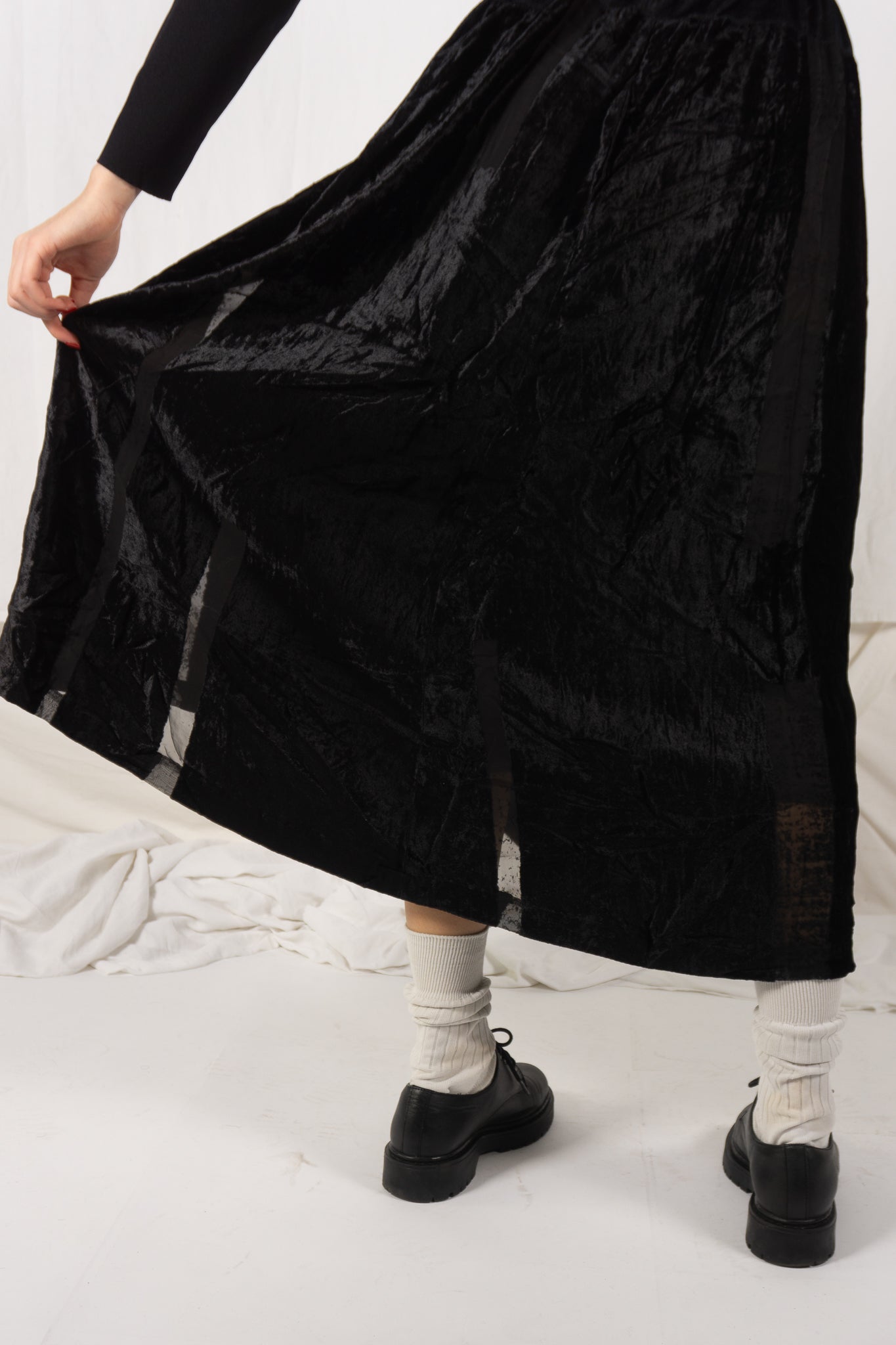Comme des Garçons 1980s long skirt – transparent insert detail | Recente Studio