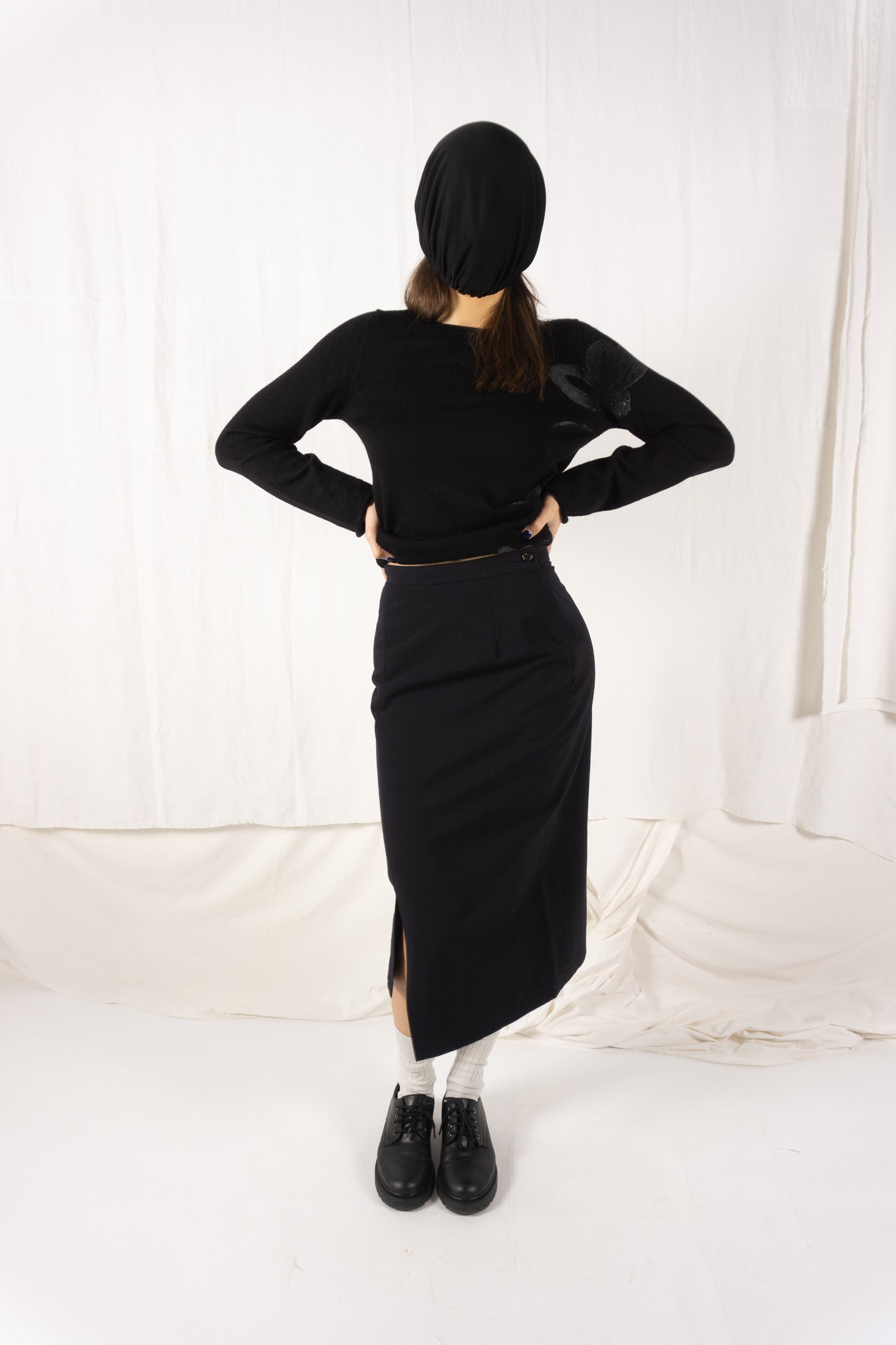 Comme des Garçons 1980s asymmetric skirt – back view | Recente Studio