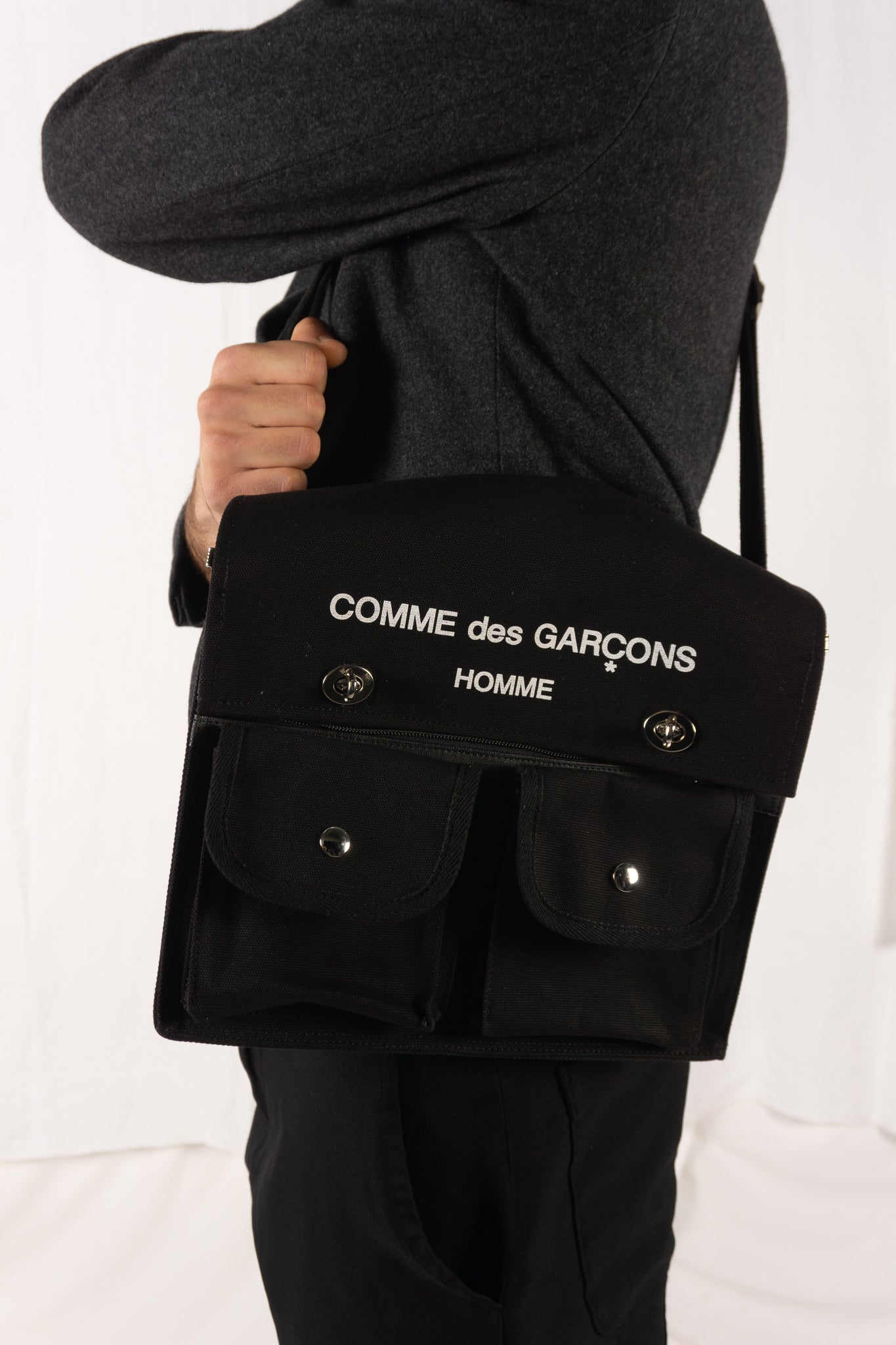 Comme des Garçons Homme shoulder bag – side view | Recente Studio