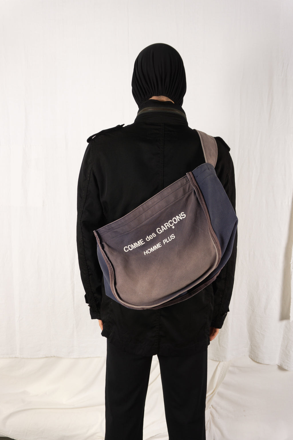 Comme des Garçons Homme Plus 2000s shoulder bag purple – front view | Recente Studio