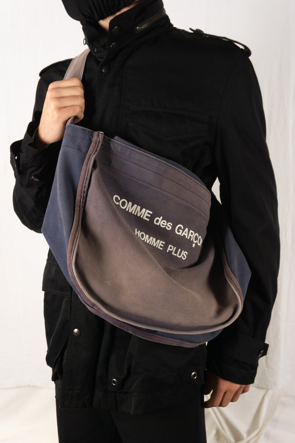 Comme des Garçons Homme Plus 2000s shoulder bag purple – back view | Recente Studio