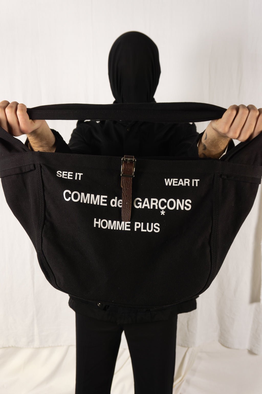 Comme des Garçons Homme Plus 2000s shoulder bag black – back view | Recente Studio