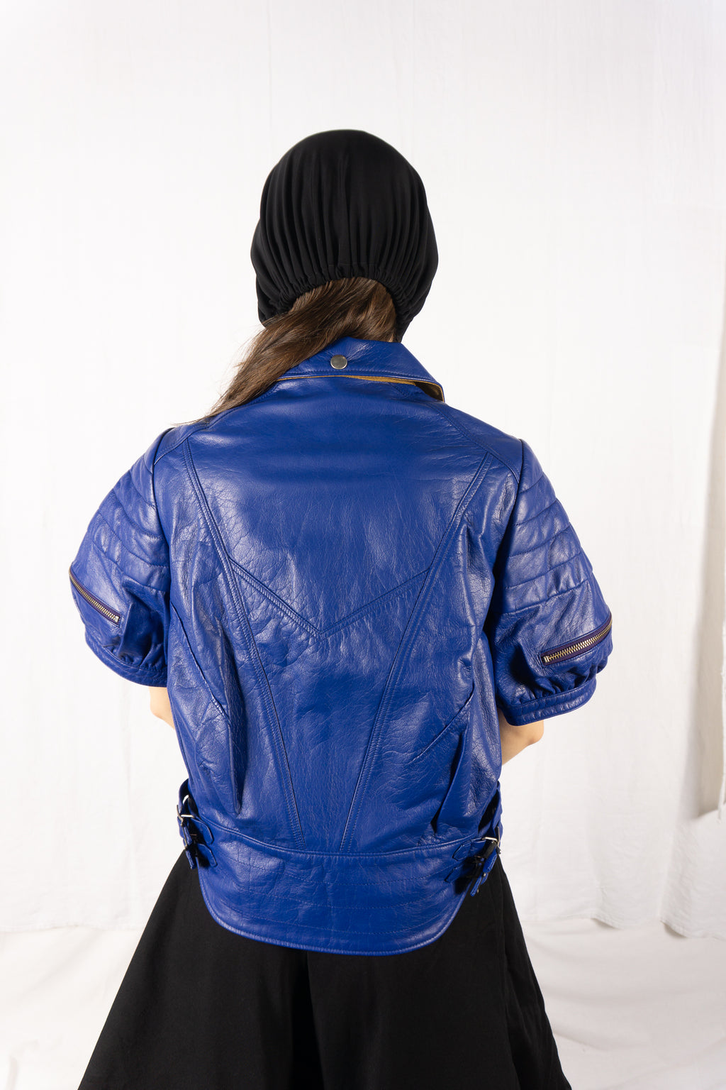 Undercover S/S 2013 biker jacket leather blue – label | Recente Studio