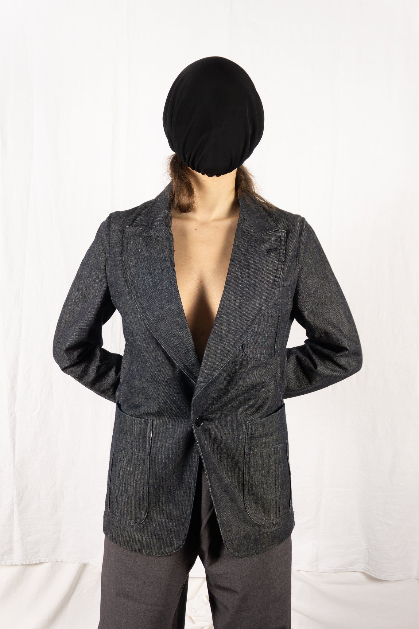 Comme des Garçons A/W 2001 denim jacket – side view | Recente Studio