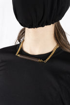 Junya Watanabe Comme des Garçons A/W 2023 wood necklace – worn view | Recente Studio