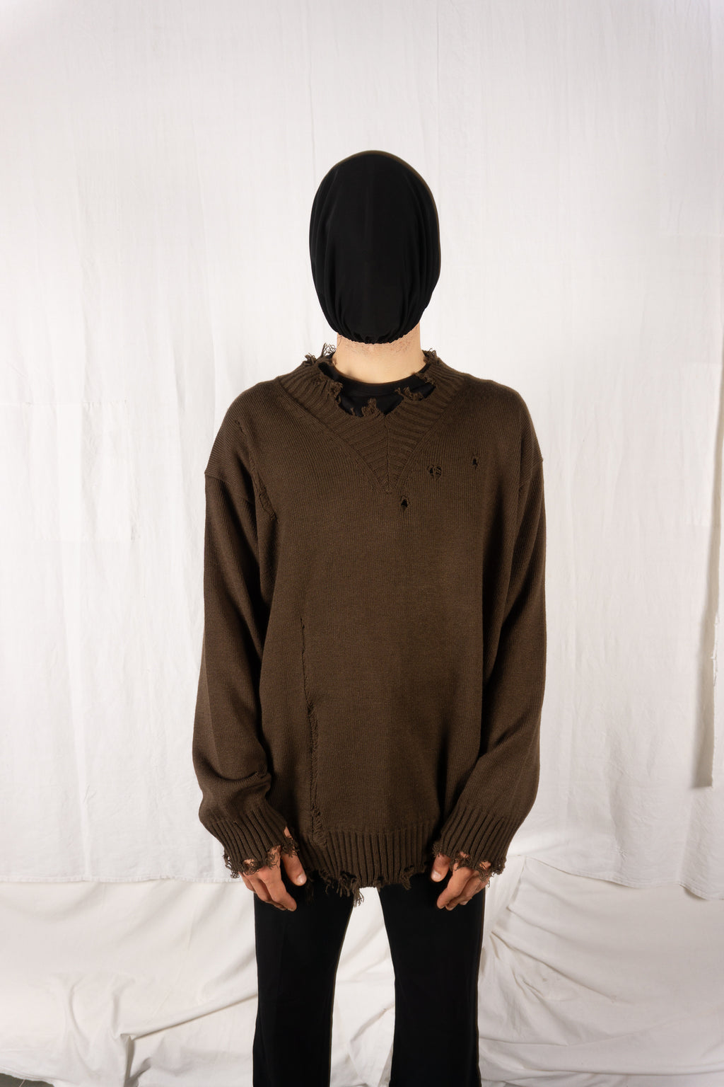 S'YTE Yohji Yamamoto distressed sweater – front view | Recente Studio