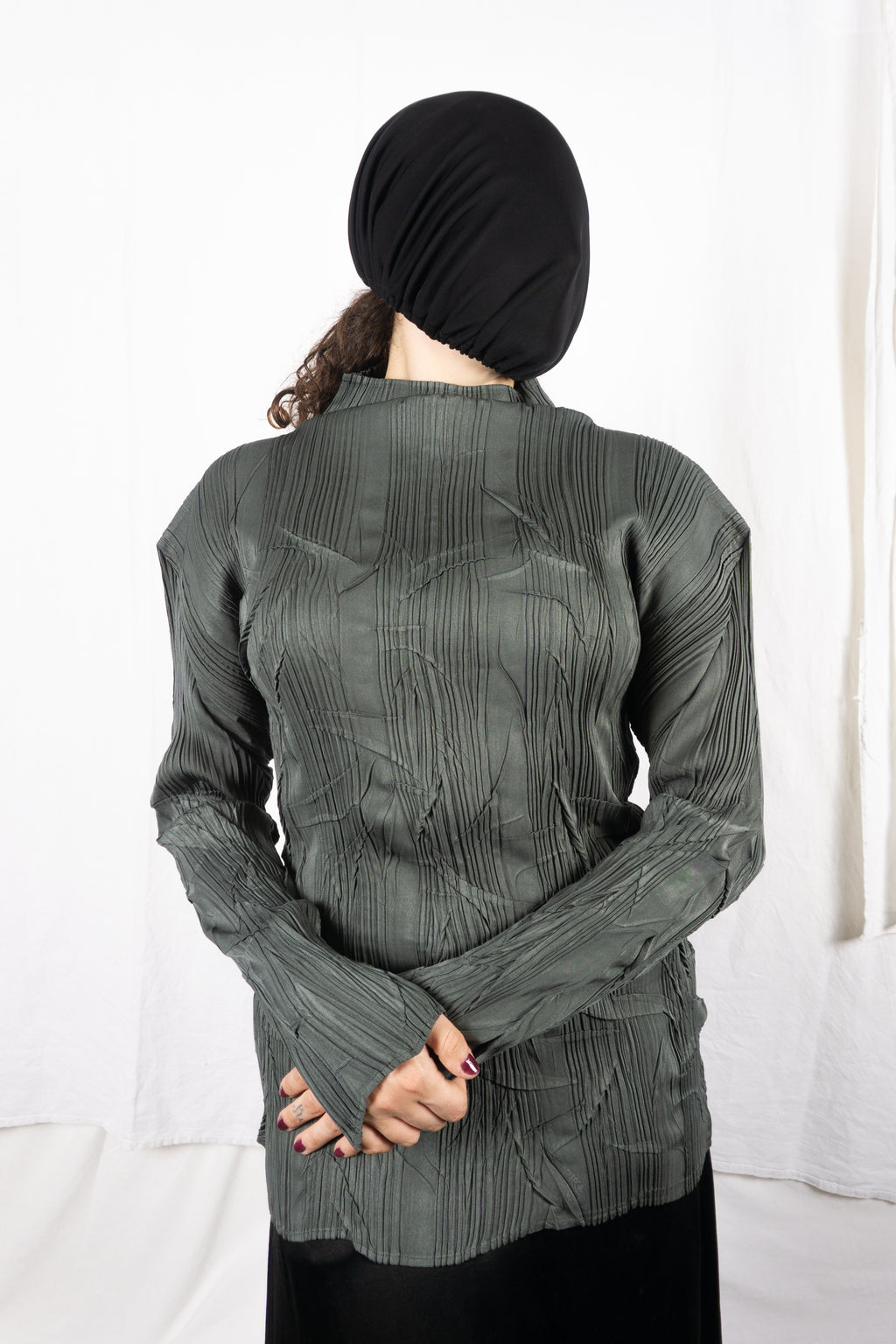 Issey Miyake A/W 1995 pleated top – front view | Recente Studio