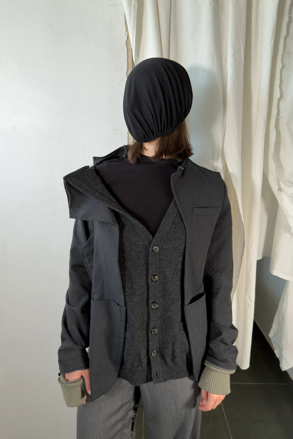 Undercover Small Parts A/W 98-99 deconstructed cardigan-jacket – detail view | Recente Studio