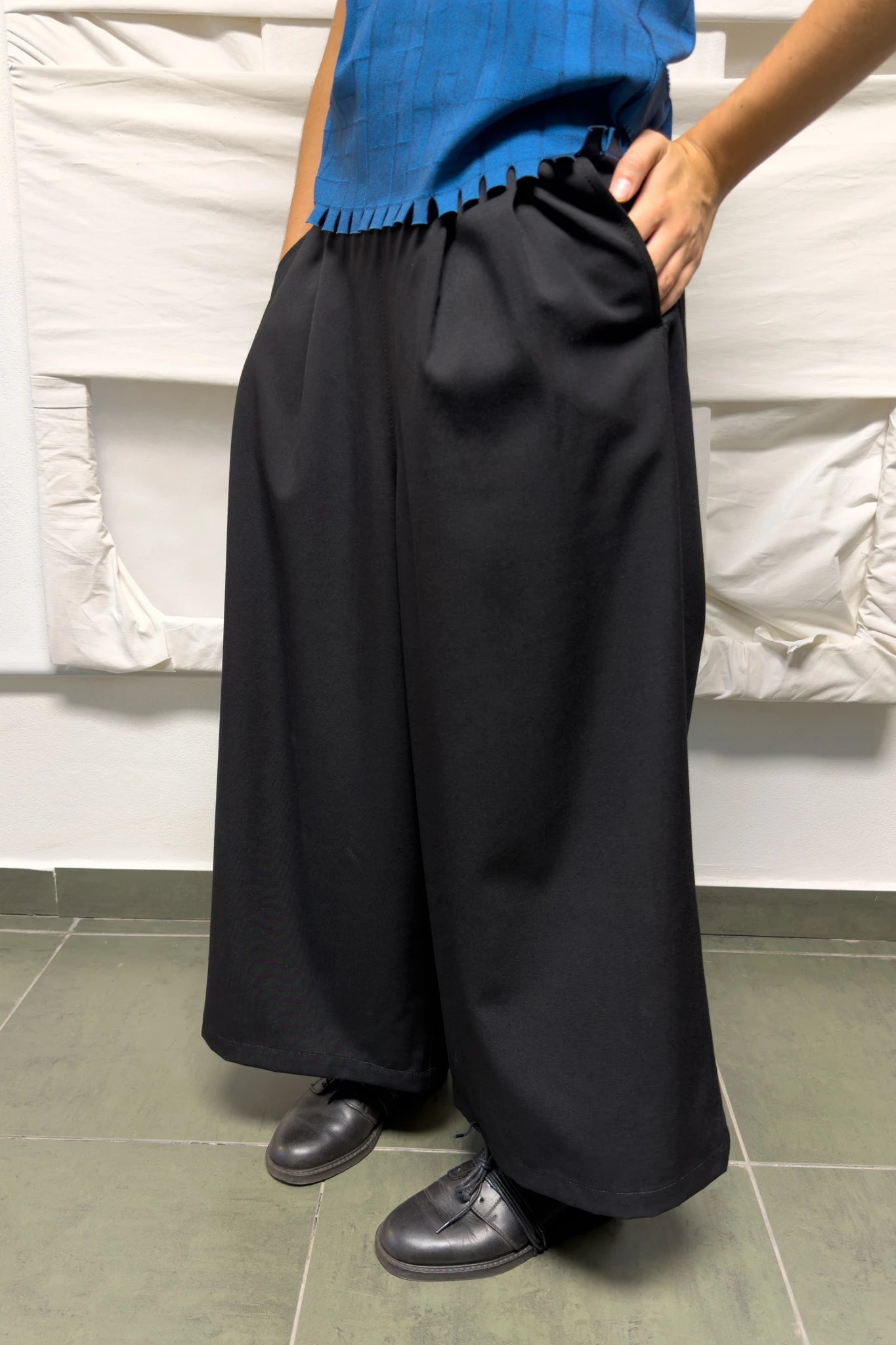 tricot Comme des Garçons A/W 2019 wide wool pants – side view | Recente Studio
