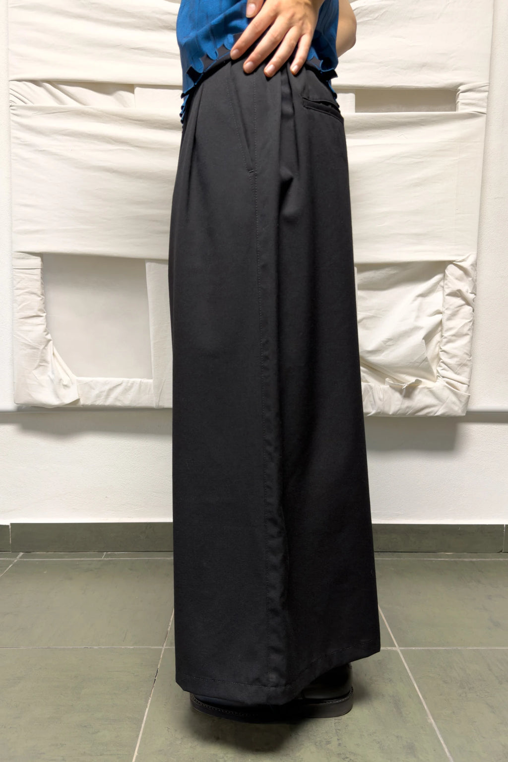 tricot Comme des Garçons A/W 2019 wide wool pants – back view | Recente Studio
