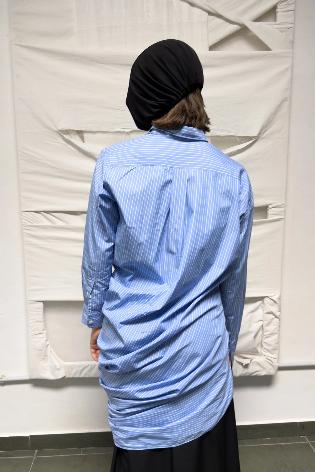 Junya Watanabe S/S 2018 oversized asymmetrical shirt dress – back view | Recente Studio