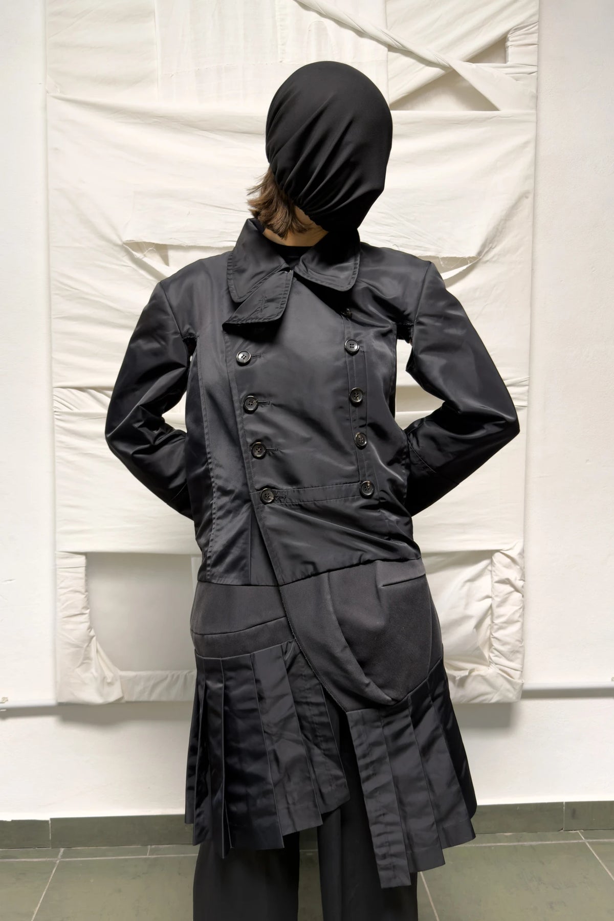 Comme des Garçons S/S 2009 deconstructed trench coat – back view, pleated panel | Recente Studio