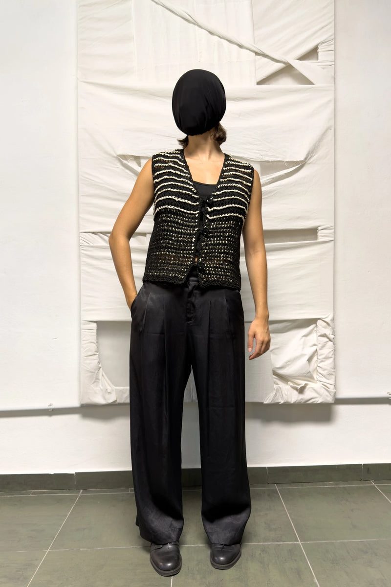 Issey Miyake S/S 2023 wide soft pants – front view | Recente Studio