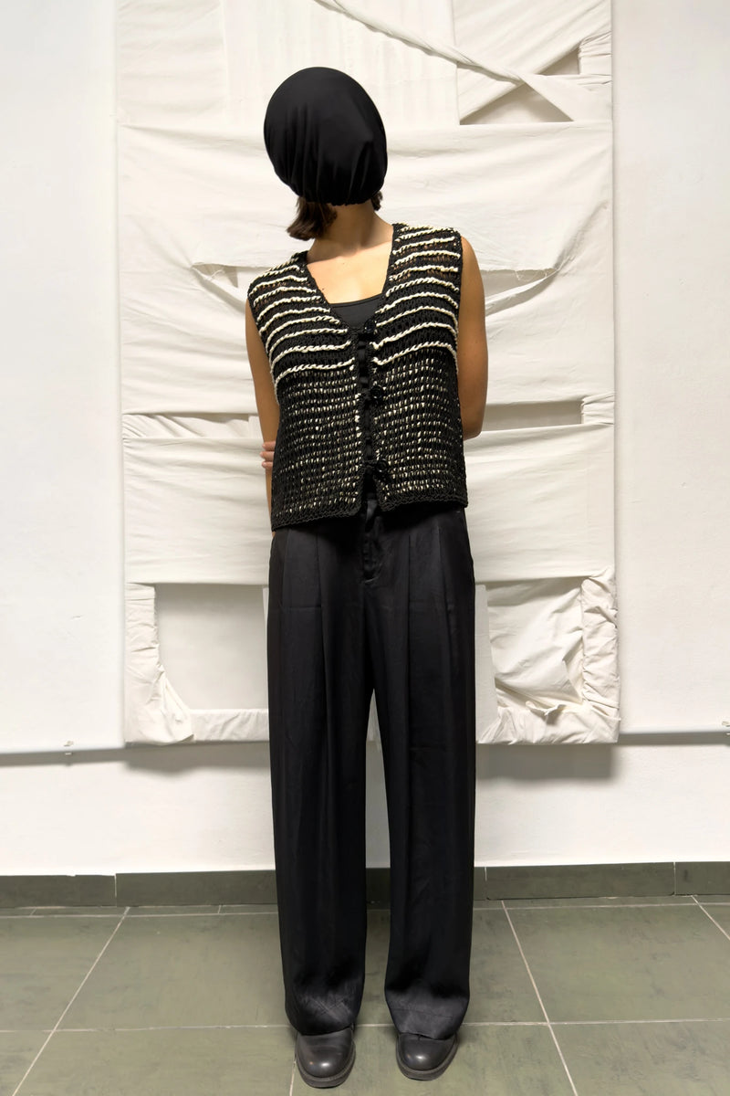 Issey Miyake crochet vest – front view | Recente Studio