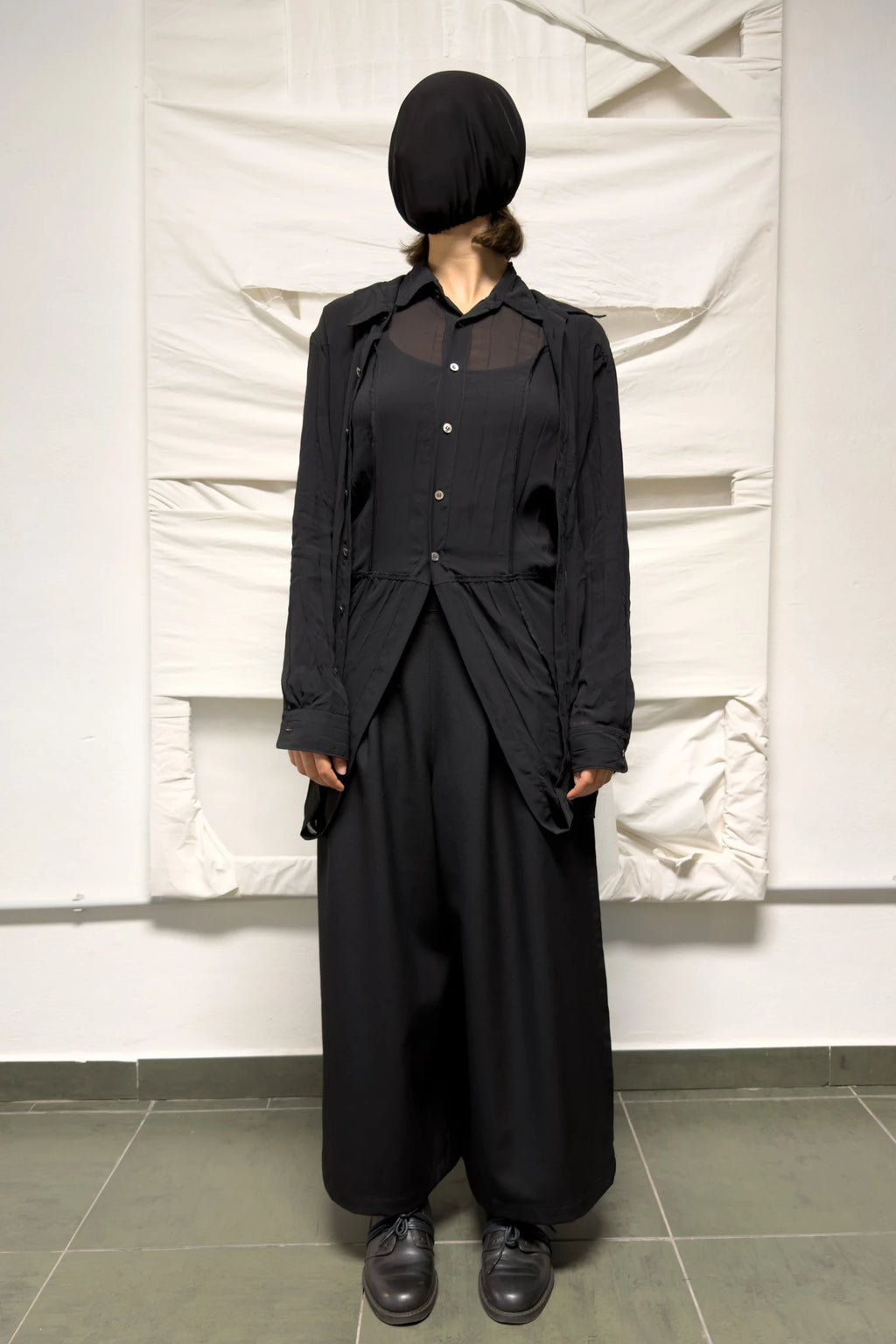Junya Watanabe long double-layered shirt – front view | Recente Studio