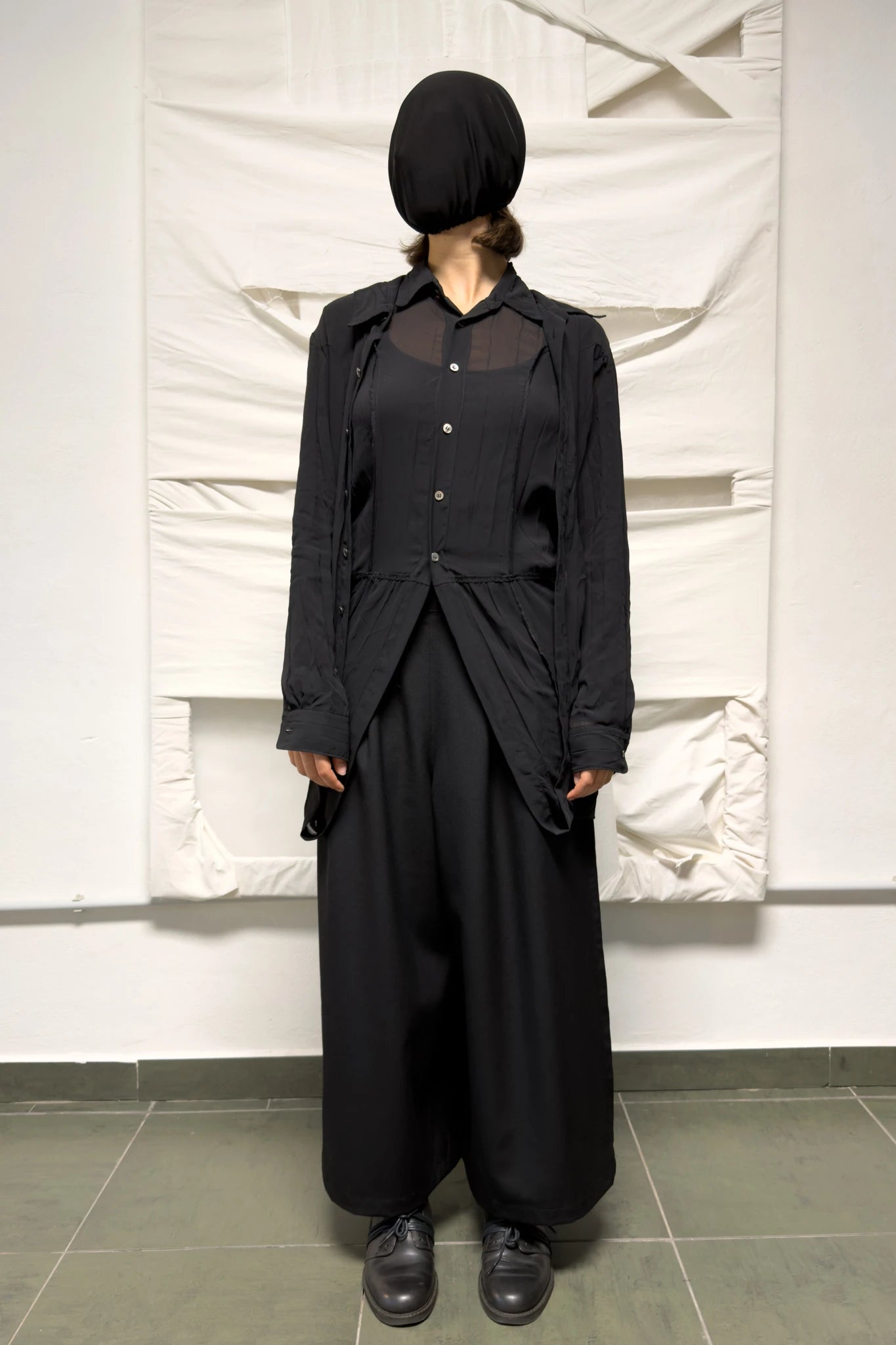 Junya Watanabe long double-layered shirt – front view | Recente Studio