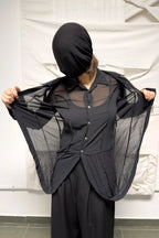 Junya Watanabe long double-layered shirt – fabric detail view | Recente Studio