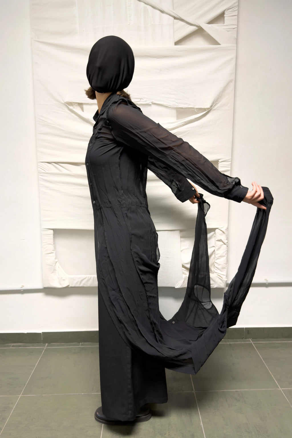 Junya Watanabe long double-layered shirt – side view | Recente Studio