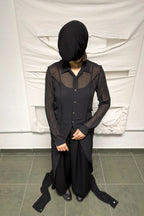 Junya Watanabe long double-layered shirt – front three-quarter view | Recente Studio