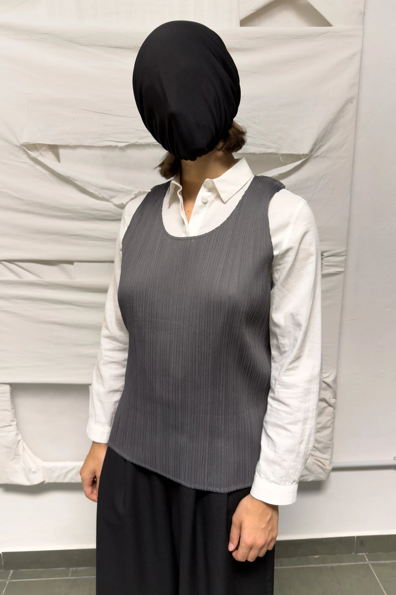 Issey Miyake Pleats Please 2000s tank top – front three-quarter view | Recente Studio