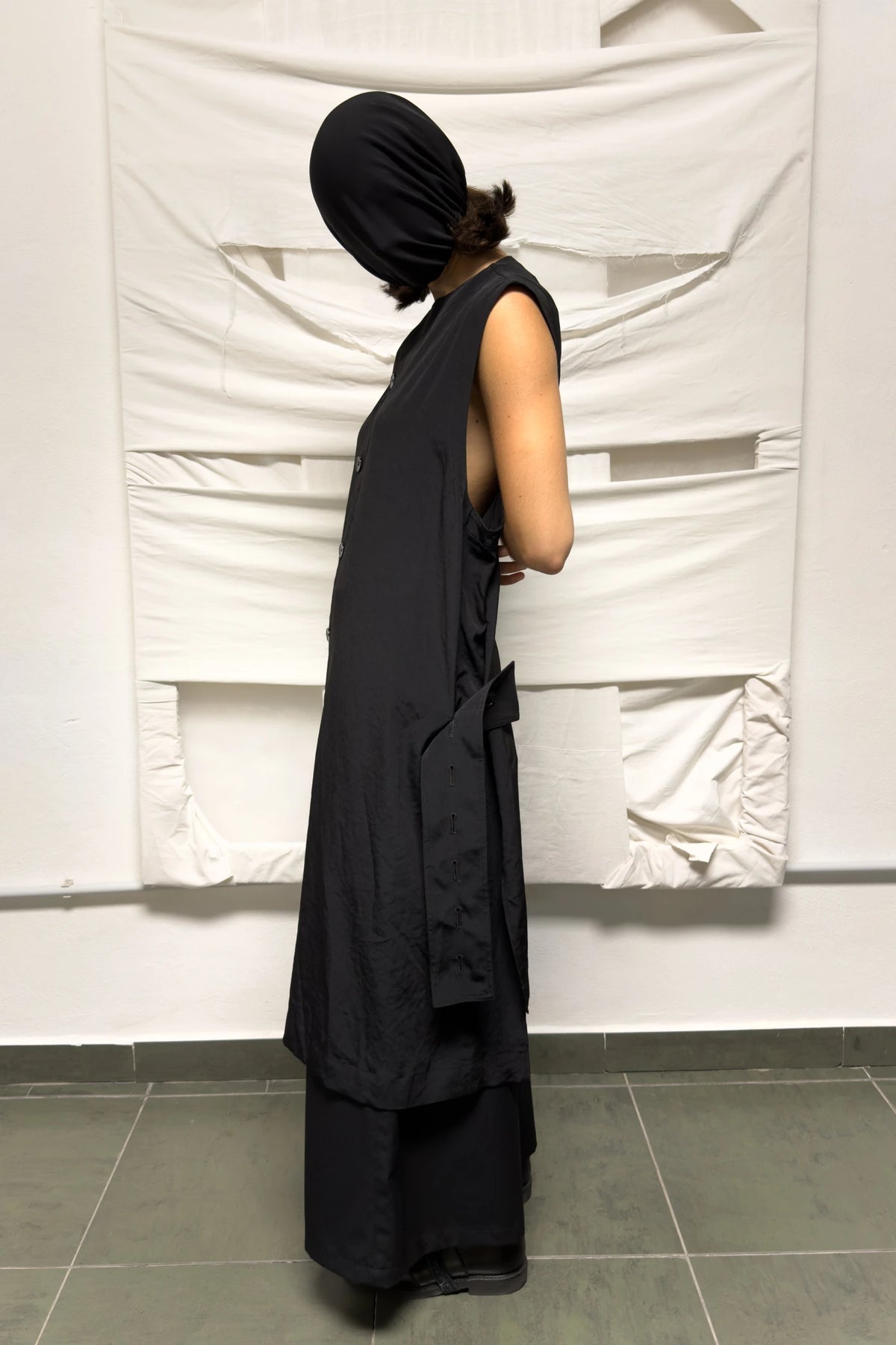 Ground Y Yohji Yamamoto long vest – texture detail | Recente Studio