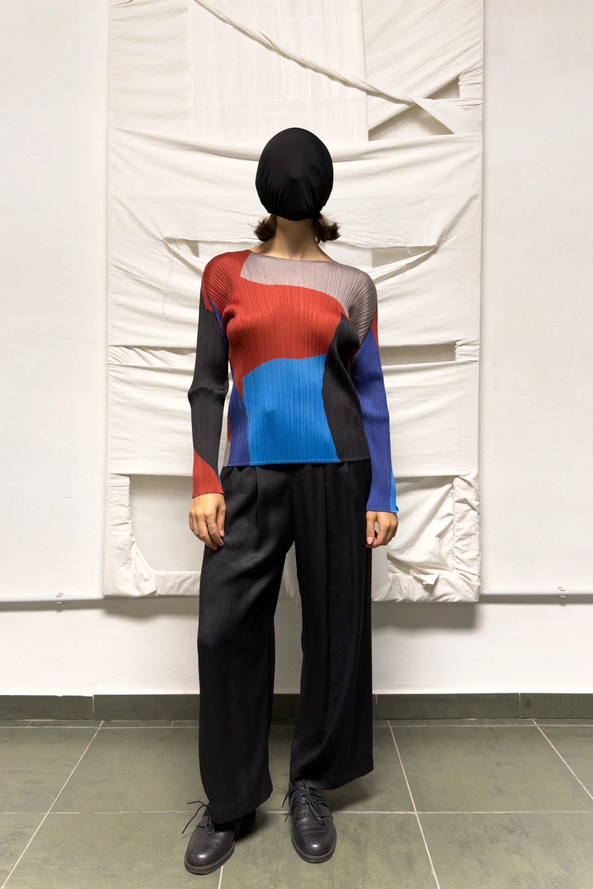 Issey Miyake Pleats Please A/W 2018 multicolour top – front view | Recente Studio