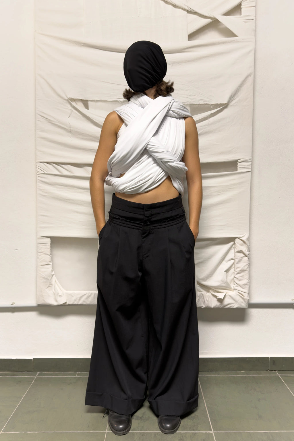 Comme des Garçons S/S 2002 deconstructed wide pants – front view | Recente Studio