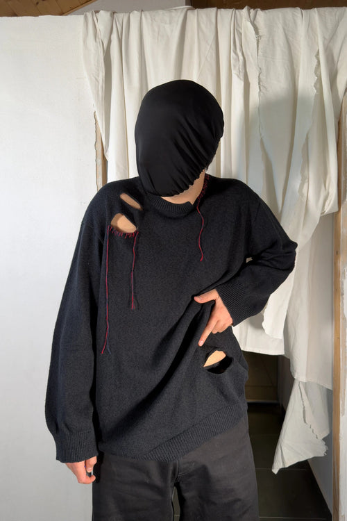Yohji Yamamoto Pour Homme S/S 2023 distressed knitwear – front view | Recente Studio