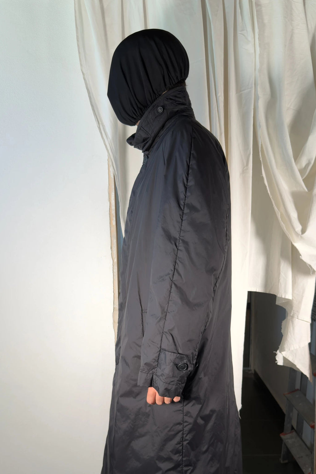 Issey Miyake Men AW99 parachute trench coat – three-quarter view | Recente Studio