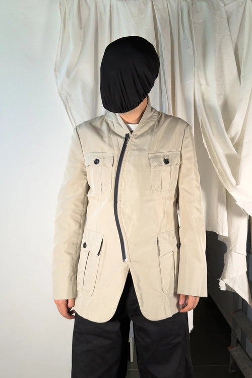 Comme des Garçons Homme Plus S/S 2003 asymmetrical zip jacket – front view | Recente Studio