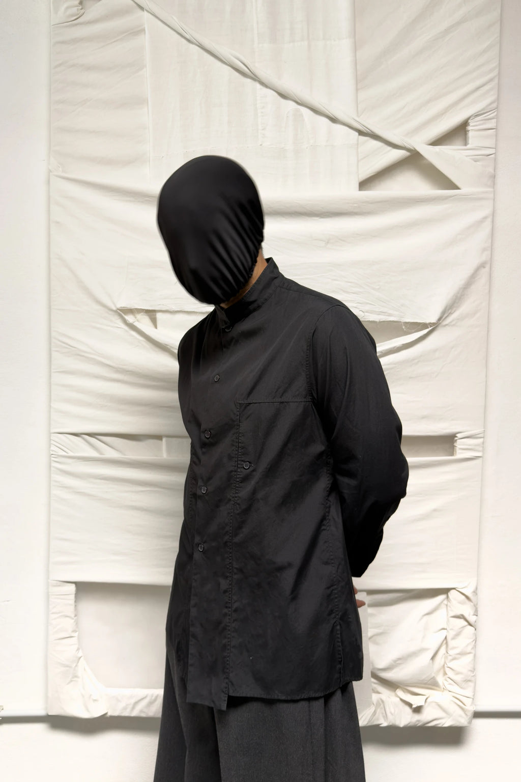 Yohji Yamamoto Pour Homme A/W 2020 deconstructed shirt – side view | Recente Studio