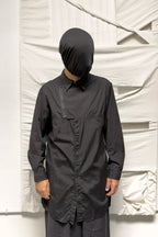 Yohji Yamamoto Pour Homme A/W 2024 deconstructed zip shirt – front view | Recente Studio