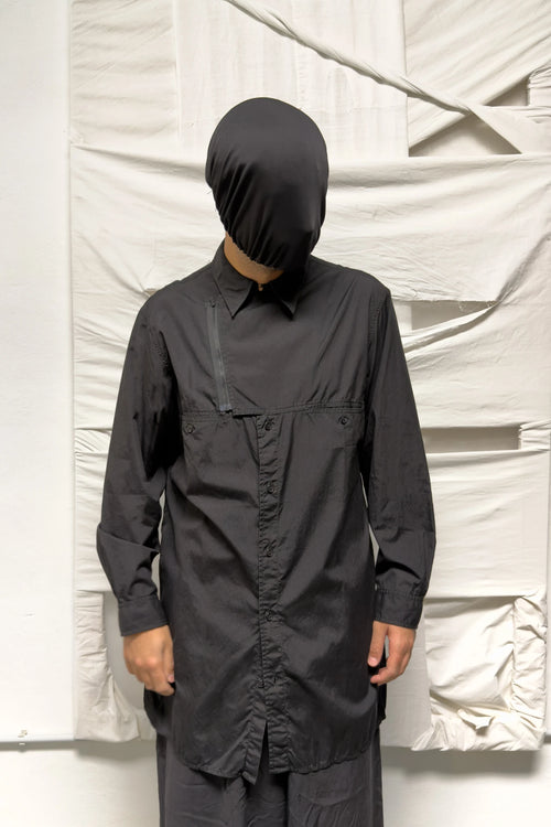 Yohji Yamamoto Pour Homme A/W 2024 deconstructed zip shirt – front view | Recente Studio
