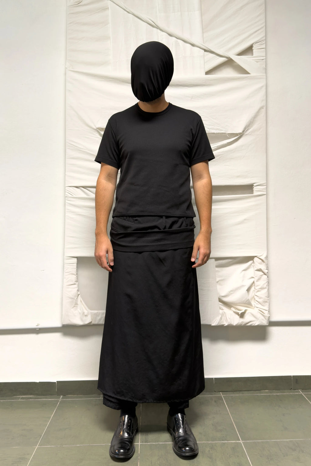 Yohji Yamamoto Pour Homme S/S 2014 wide-leg skirt-panel pants – front view | Recente Studio